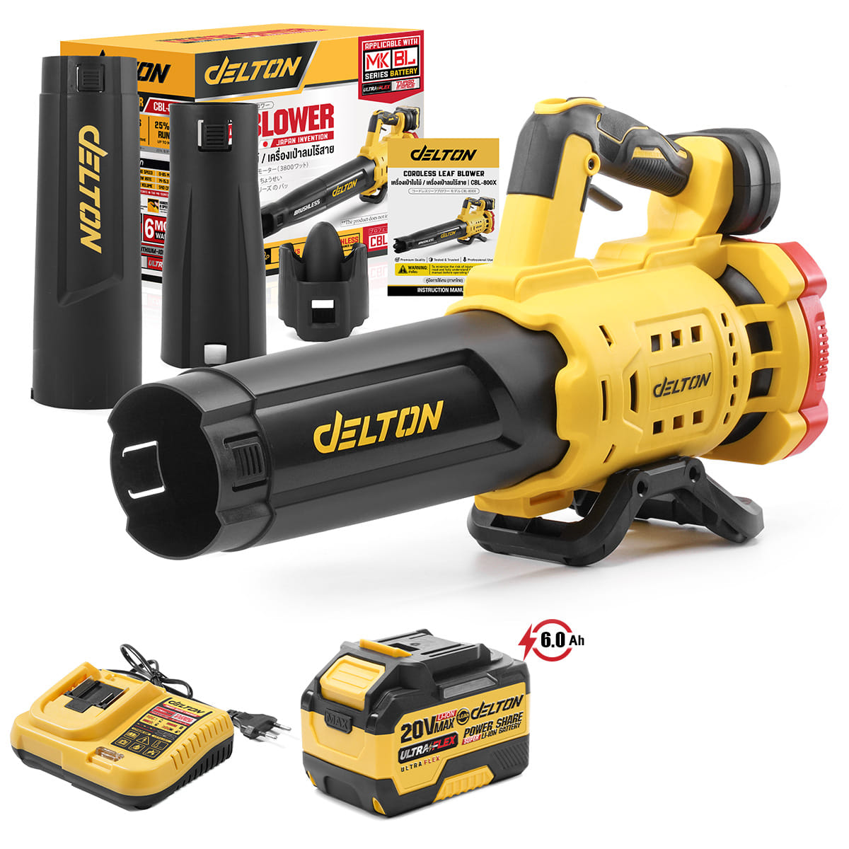 เครื่องเป่าใบไม้ไร้สาย (พร้อมแบตเตอรี่) DELTON รุ่น CBL-800X ULTRAFLEX 20V 6AH_1
